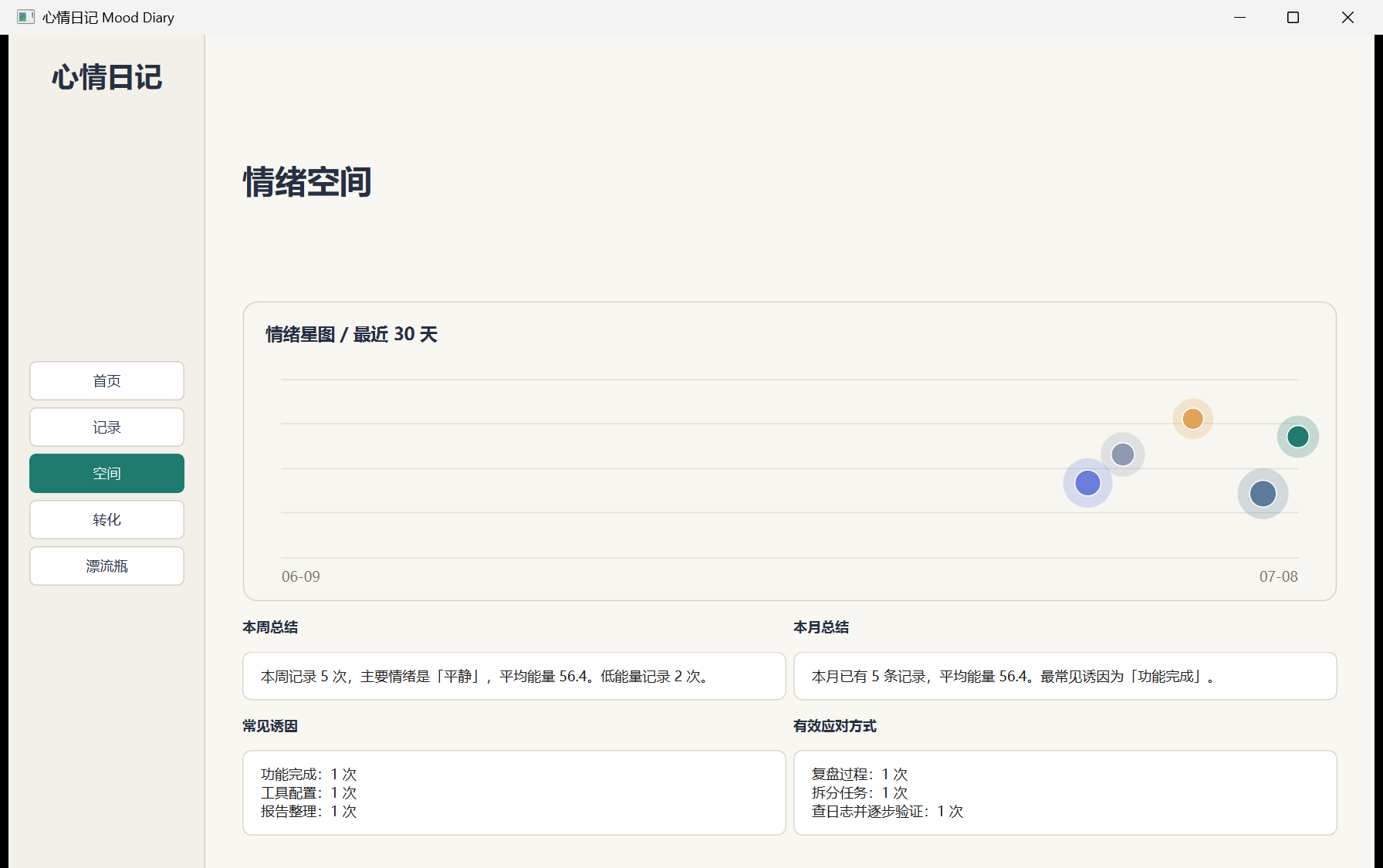 Mood Diary 情绪空间界面